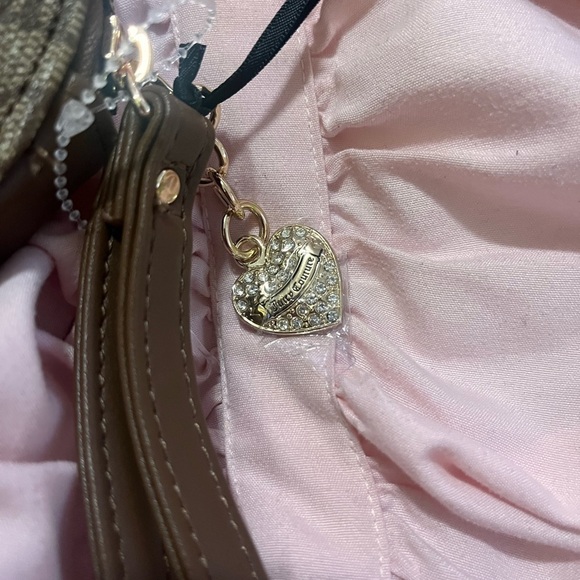 Juicy couture tan gothic logo heart coin pouch